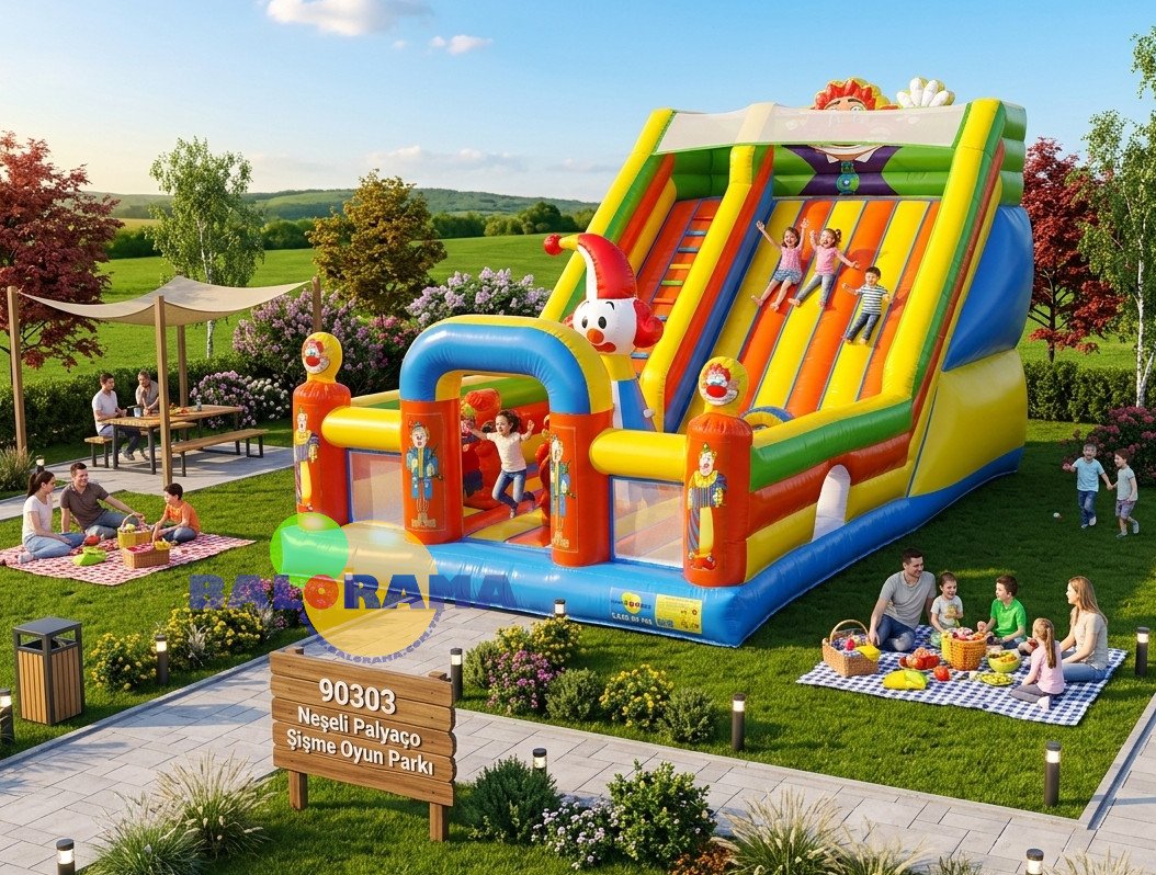 Neşeli Palyaço Şişme Oyun Parkı 10x5x6m