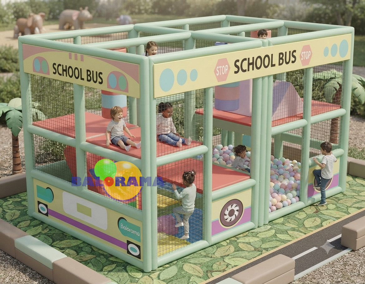 School Bus Softplay Oyun Parkı 4x2x2m