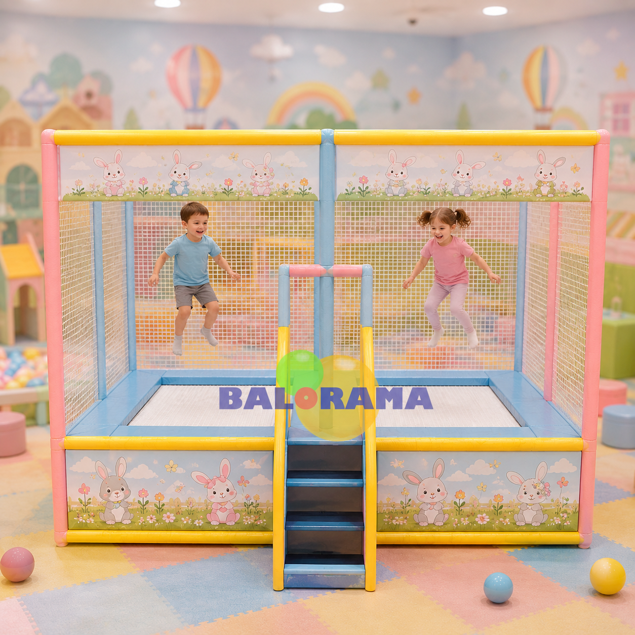 Semi-Commercial Double Trampoline 4x2x2.5m