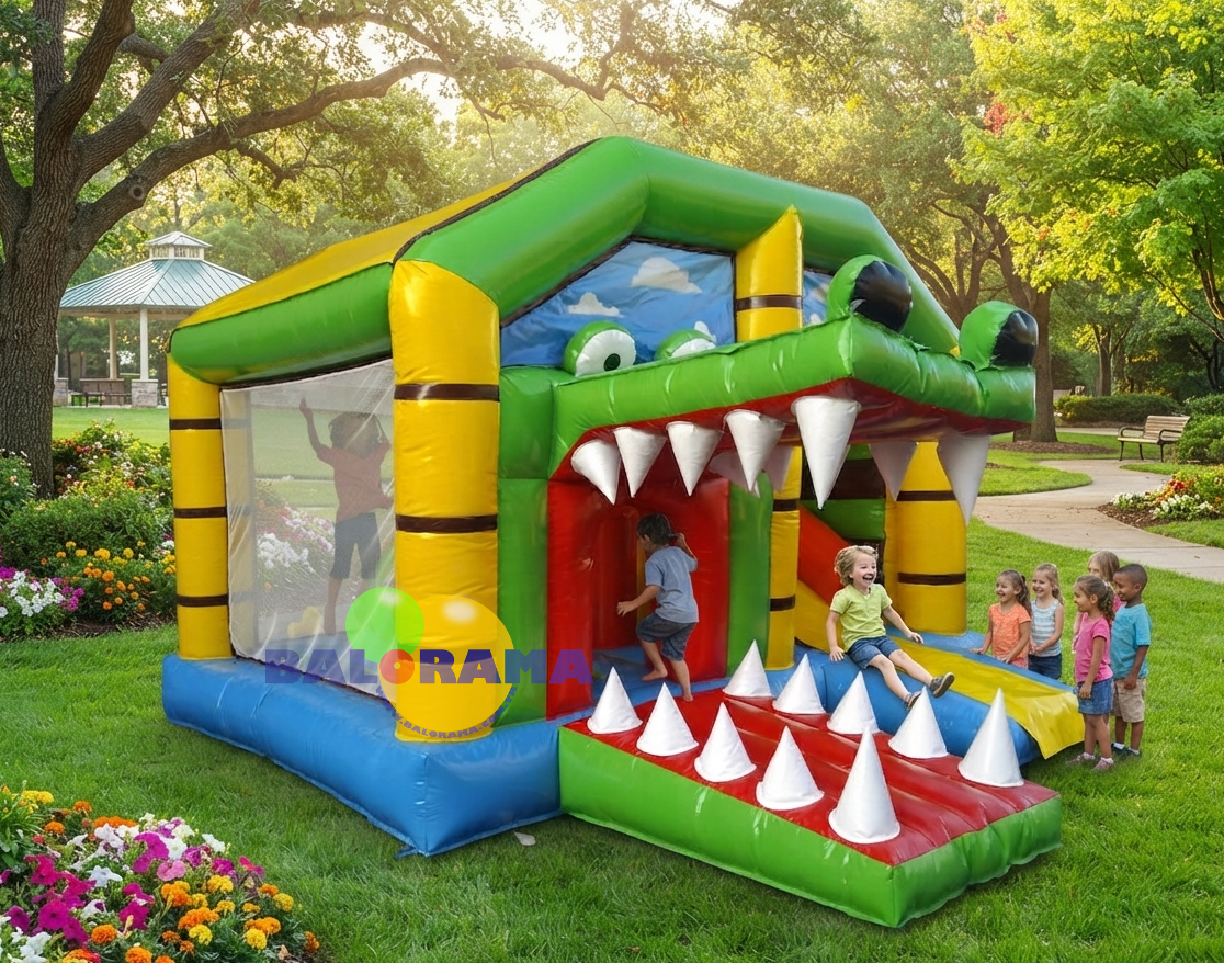 Timsah Kaydıraklı Şişme Oyun Parkı 5.8x5x3m