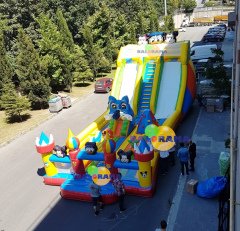 Dev Kaydıraklı Çizgi Karakterler Şişme Oyun Parkı 6x15x6m