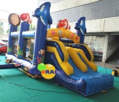 Şişme Oyun Parkı Atlantis Kaydıraklı Zıpzıp 6x3x2.6h Mt