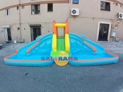 Şişme Aquapark İkili Su Kaydırağı ve Şişme Havuz