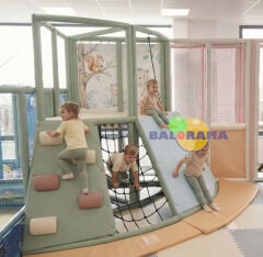 Softplay Köşe Volkan Tırmanma Kaydırak Ünitesi