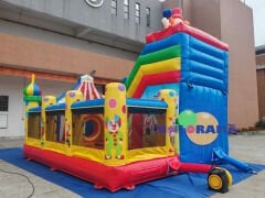 ملعب قابل للنفخ على شكل مهرج ملون 6x5x5.2 ارتفاع جبل